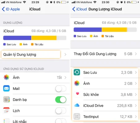 Kiểm tradung lượng iCloud iPhone