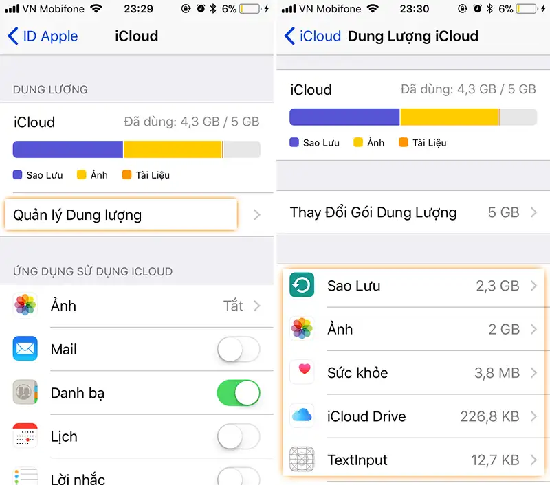 Kiểm tradung lượng iCloud iPhone