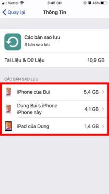 Xóa sao lưu dung lượng iCloud